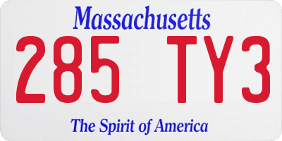 MA license plate 285TY3