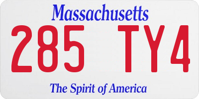 MA license plate 285TY4