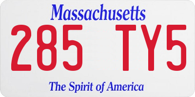 MA license plate 285TY5