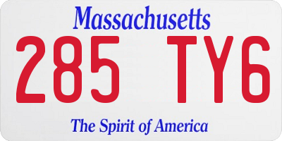 MA license plate 285TY6