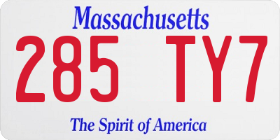 MA license plate 285TY7