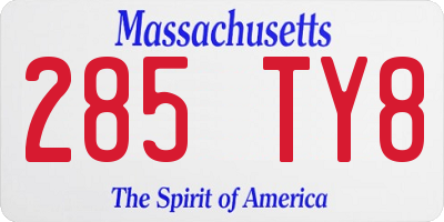 MA license plate 285TY8