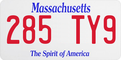 MA license plate 285TY9