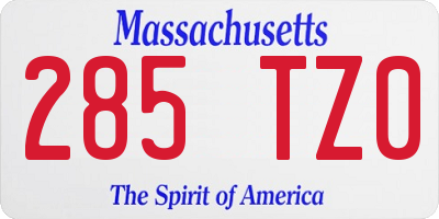 MA license plate 285TZ0
