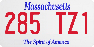 MA license plate 285TZ1