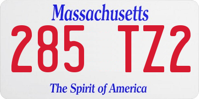 MA license plate 285TZ2