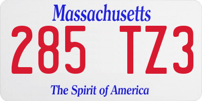 MA license plate 285TZ3