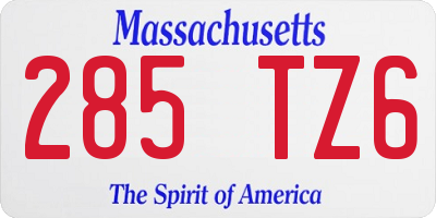 MA license plate 285TZ6