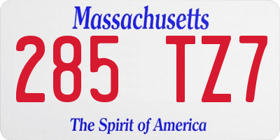 MA license plate 285TZ7