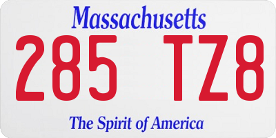 MA license plate 285TZ8