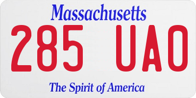 MA license plate 285UA0
