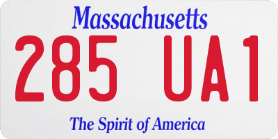 MA license plate 285UA1