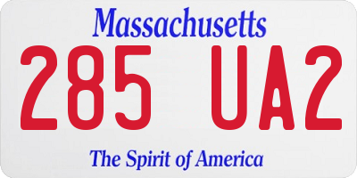MA license plate 285UA2