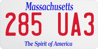 MA license plate 285UA3