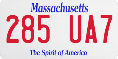 MA license plate 285UA7
