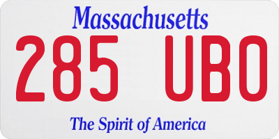 MA license plate 285UB0