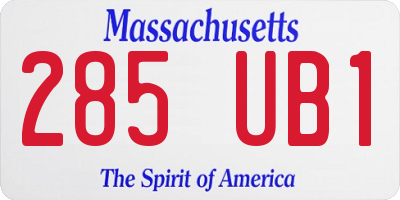 MA license plate 285UB1