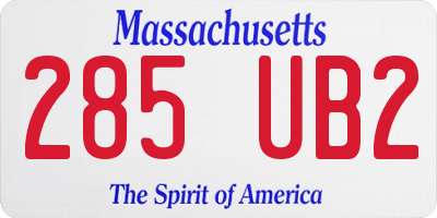 MA license plate 285UB2