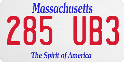 MA license plate 285UB3