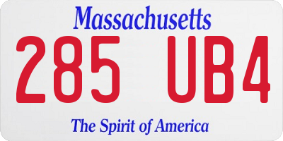 MA license plate 285UB4