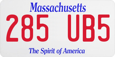 MA license plate 285UB5