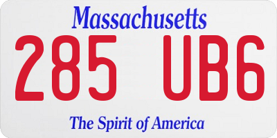 MA license plate 285UB6