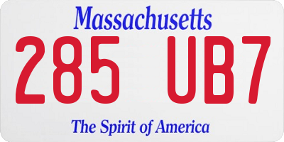 MA license plate 285UB7