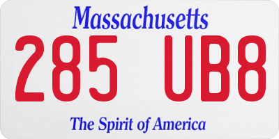 MA license plate 285UB8