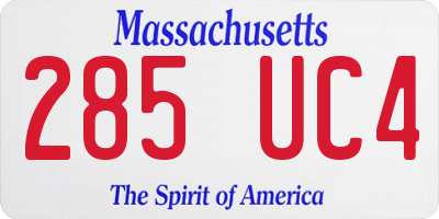 MA license plate 285UC4