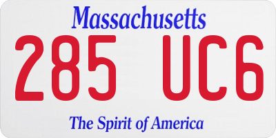MA license plate 285UC6