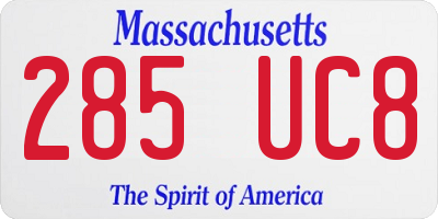 MA license plate 285UC8