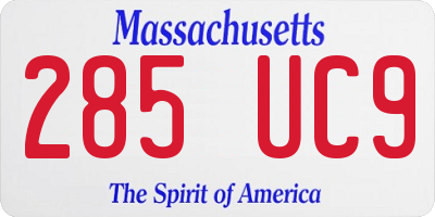 MA license plate 285UC9