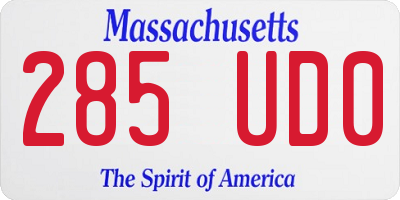 MA license plate 285UD0