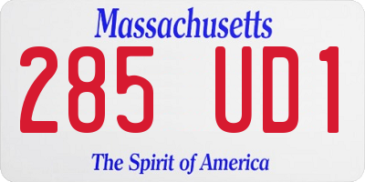 MA license plate 285UD1