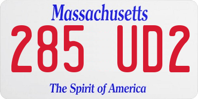 MA license plate 285UD2