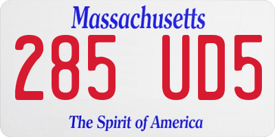 MA license plate 285UD5