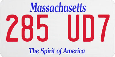 MA license plate 285UD7