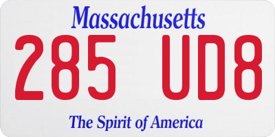 MA license plate 285UD8