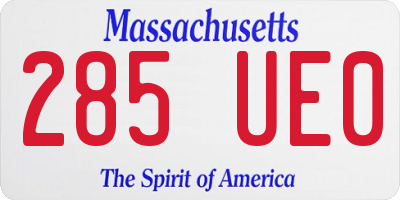 MA license plate 285UE0