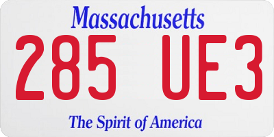 MA license plate 285UE3