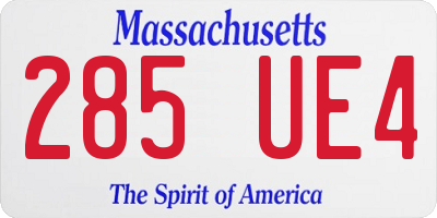 MA license plate 285UE4