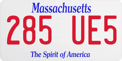 MA license plate 285UE5