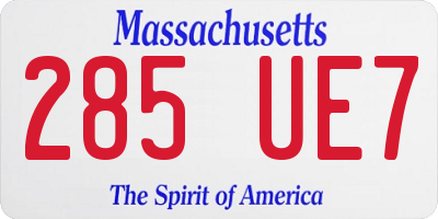 MA license plate 285UE7