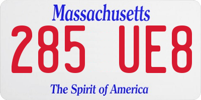 MA license plate 285UE8