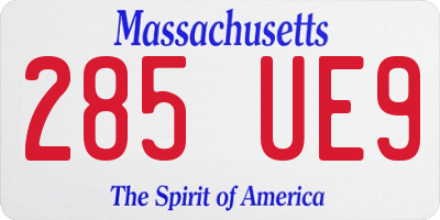 MA license plate 285UE9