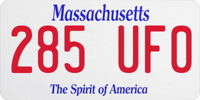 MA license plate 285UF0