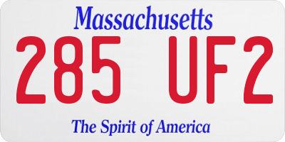 MA license plate 285UF2