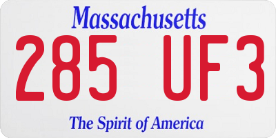 MA license plate 285UF3
