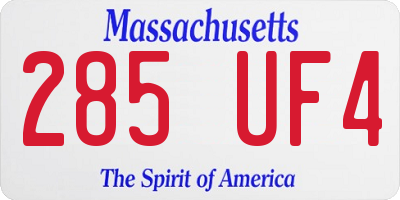 MA license plate 285UF4