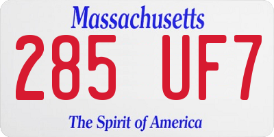 MA license plate 285UF7